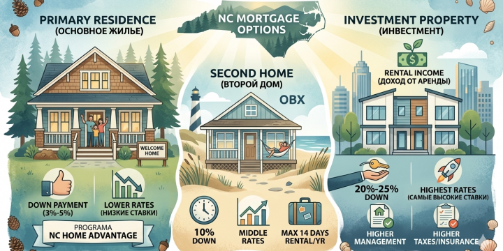 NC Mortgages Compared: Primary Home vs Investment vs Second Home